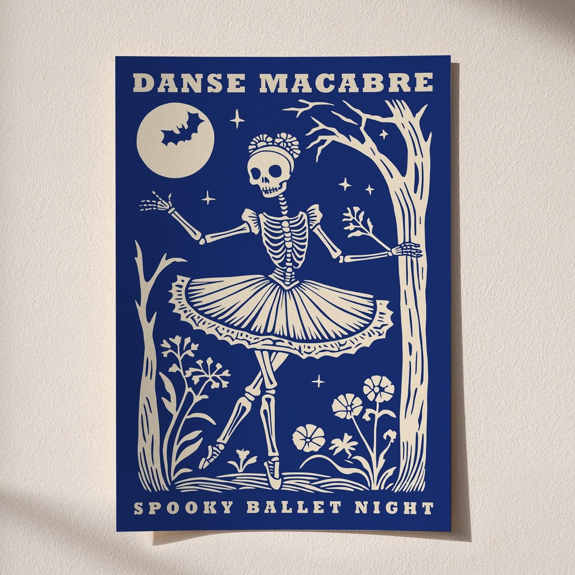 Blue Danse Macabre Spooky Ballet Night Skeleton Ballerina Poster - Image 6