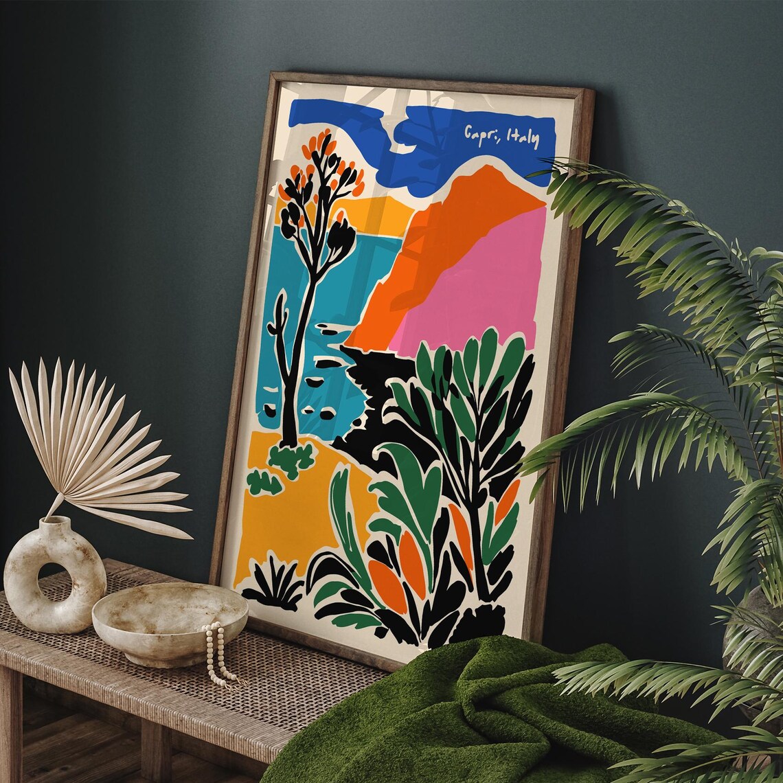 Capri Italy Colorful Coastal Cliffs Bold Abstract Travel Poster - Image 5