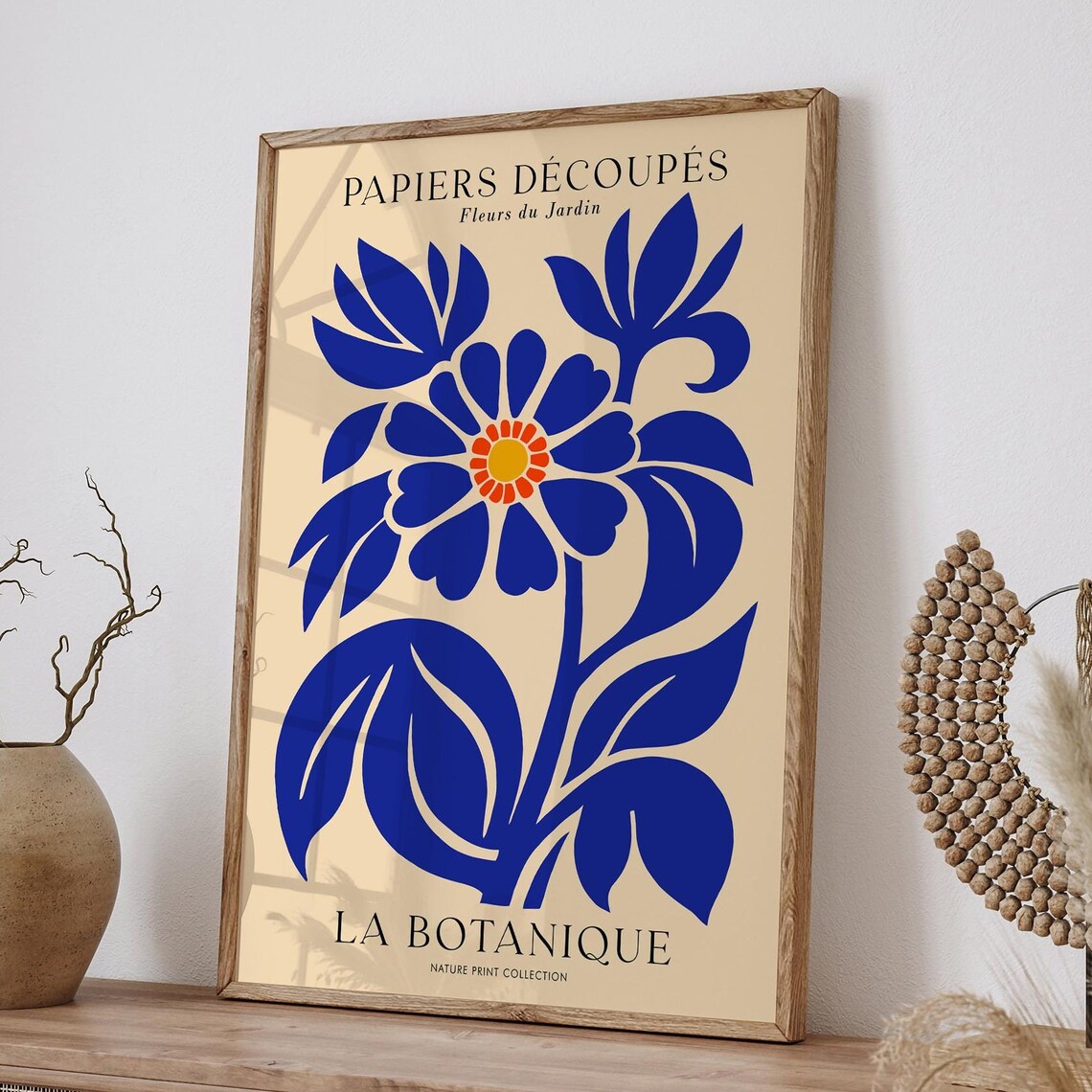 La Botanique Blue Bloom French Floral Papiers Decoupes Poster