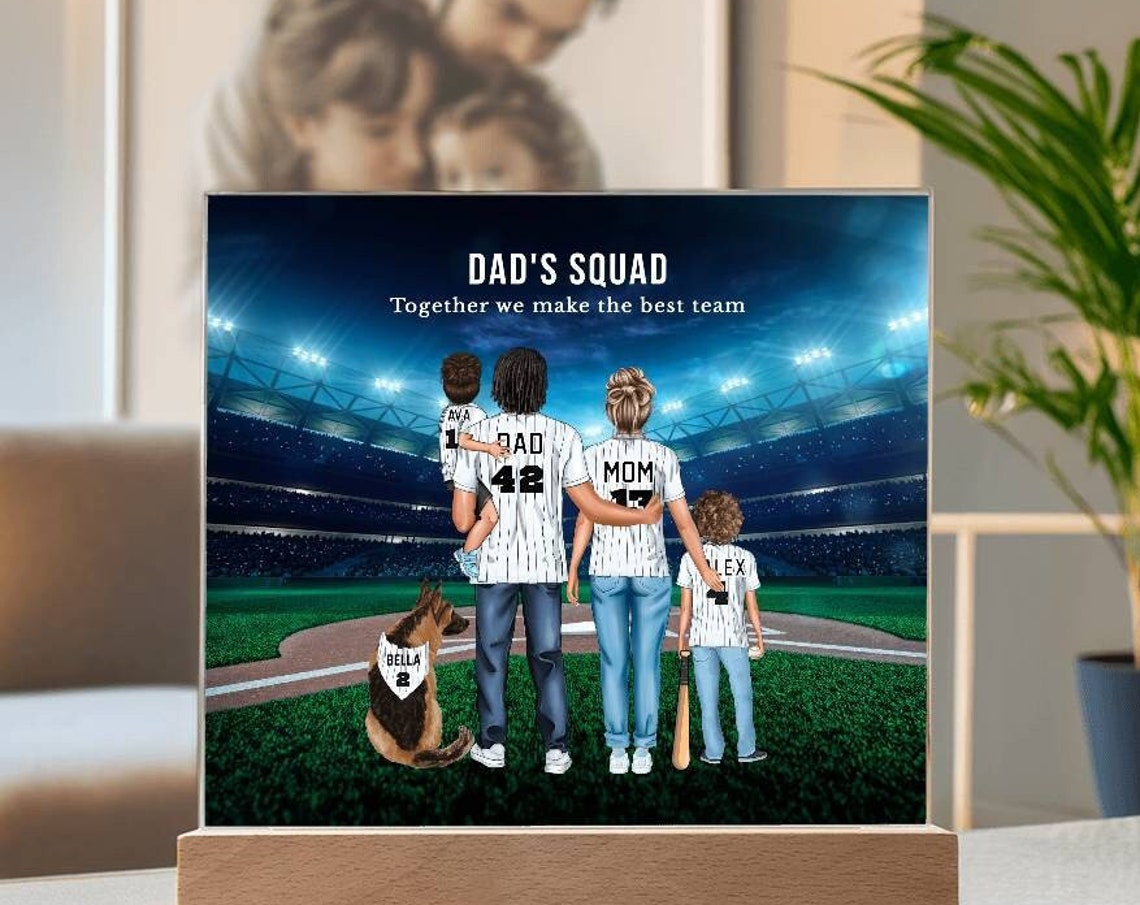 Personalized Dad's Squad Baseball Family Acrylic Plaque Print