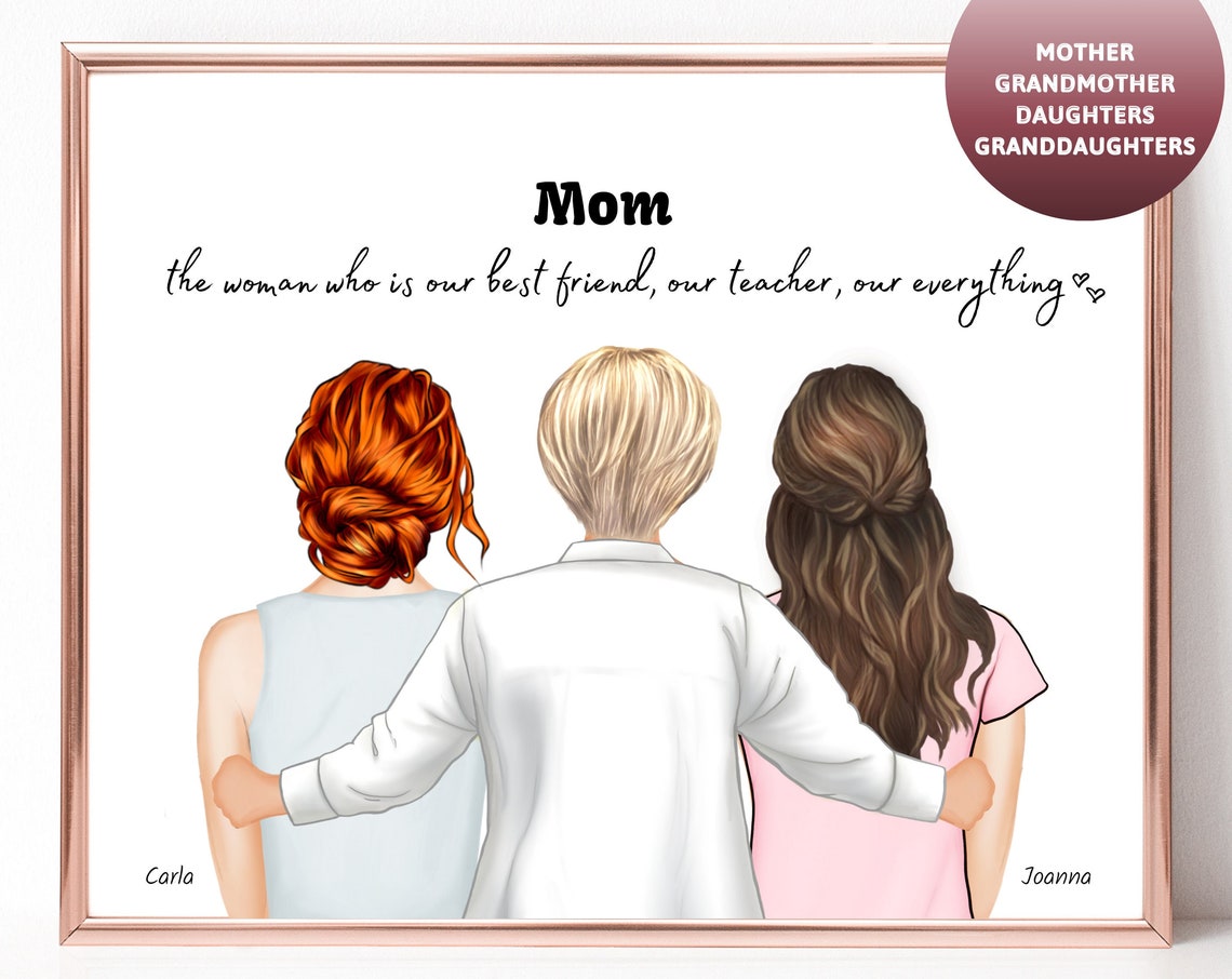 Mom Best Friend Teacher Custom Mother Daughters Gift Portrait Poster