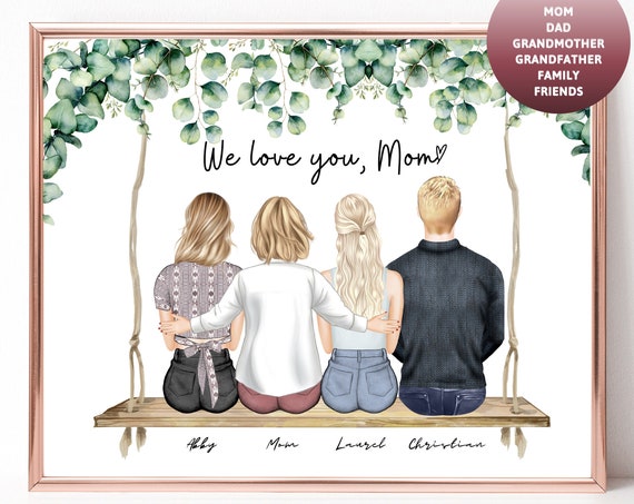 We Love You Mom Custom Family Swing Portrait Gift Tribute Poster