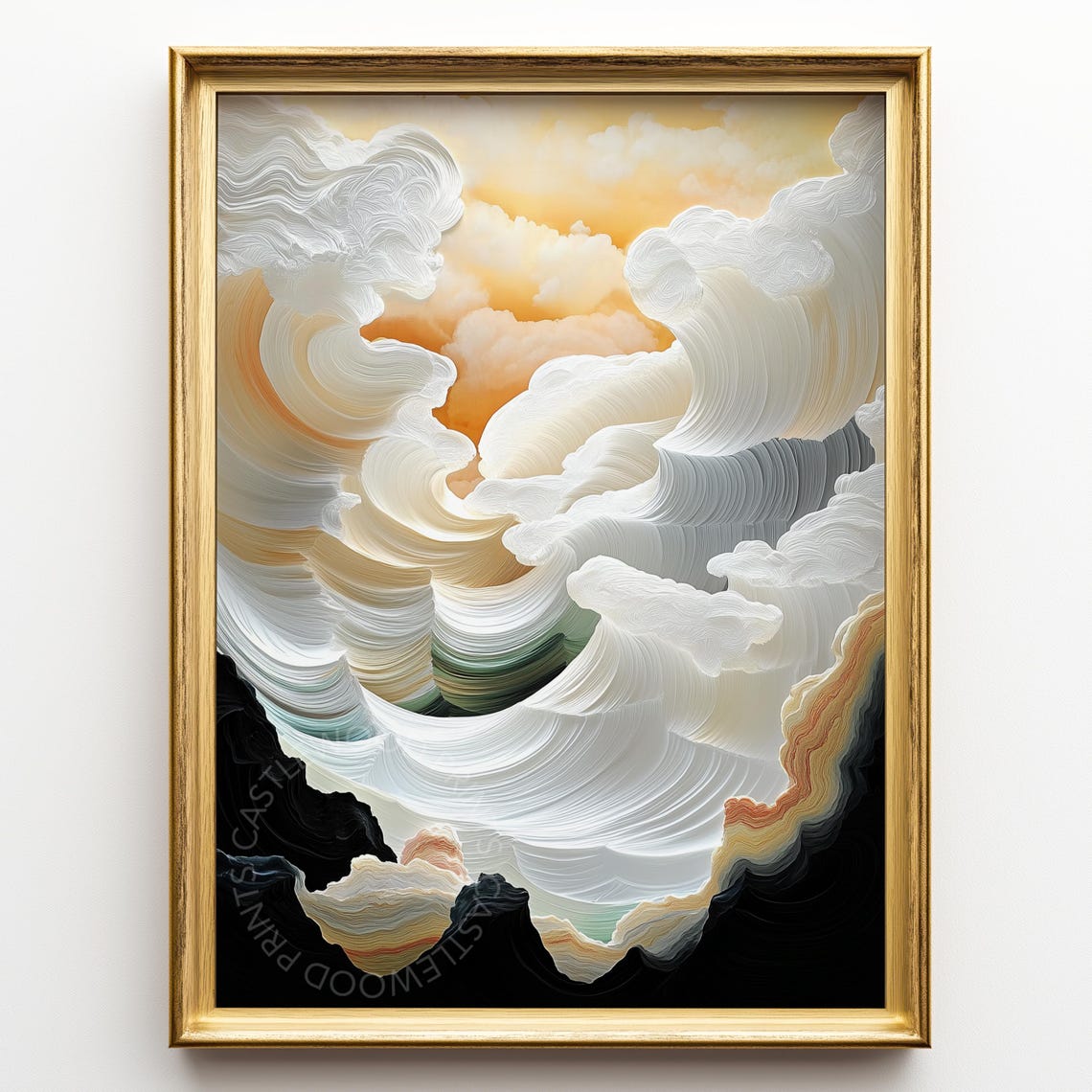 Abstract Cloudscape Painting Earthy Sky Scene Neutral Tones Minimalist Wall Art Modern Decor 456