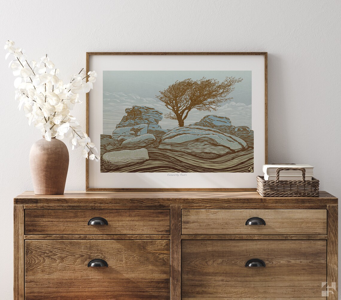 Emsworthy Rocks, Dartmoor Devon Landscape Art Print - Image 2