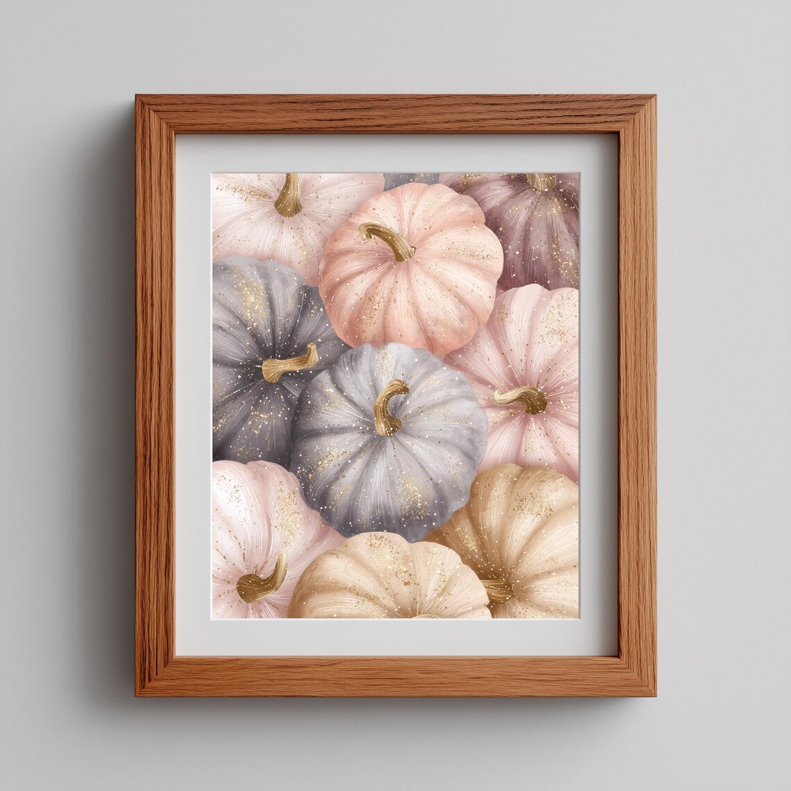 Pastel Pumpkin Art Print, Rustic Fall Harvest