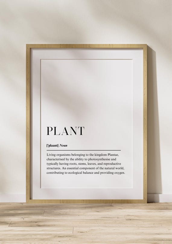 Plant Definition Poster Minimalist Typography Wall Art Dictionary Quote Print For Home Or Office