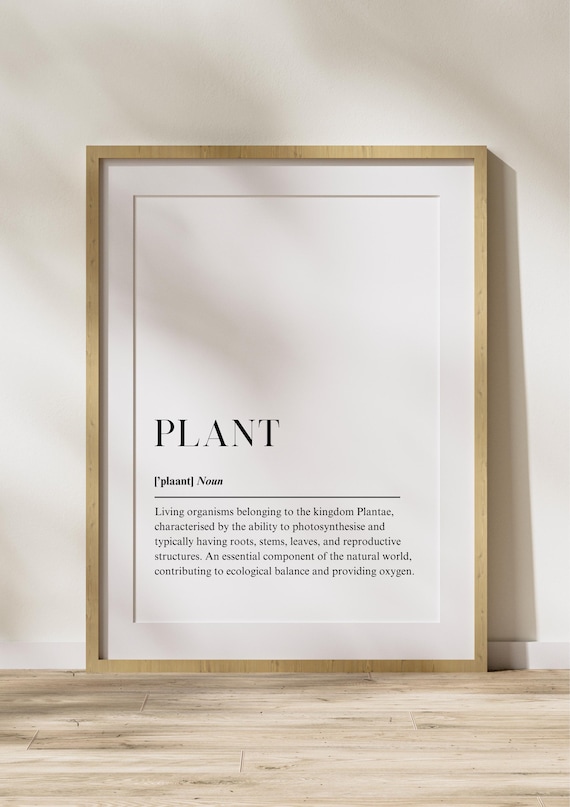 Plant Dictionary Definition Noun Minimalist Botanical Typography Print