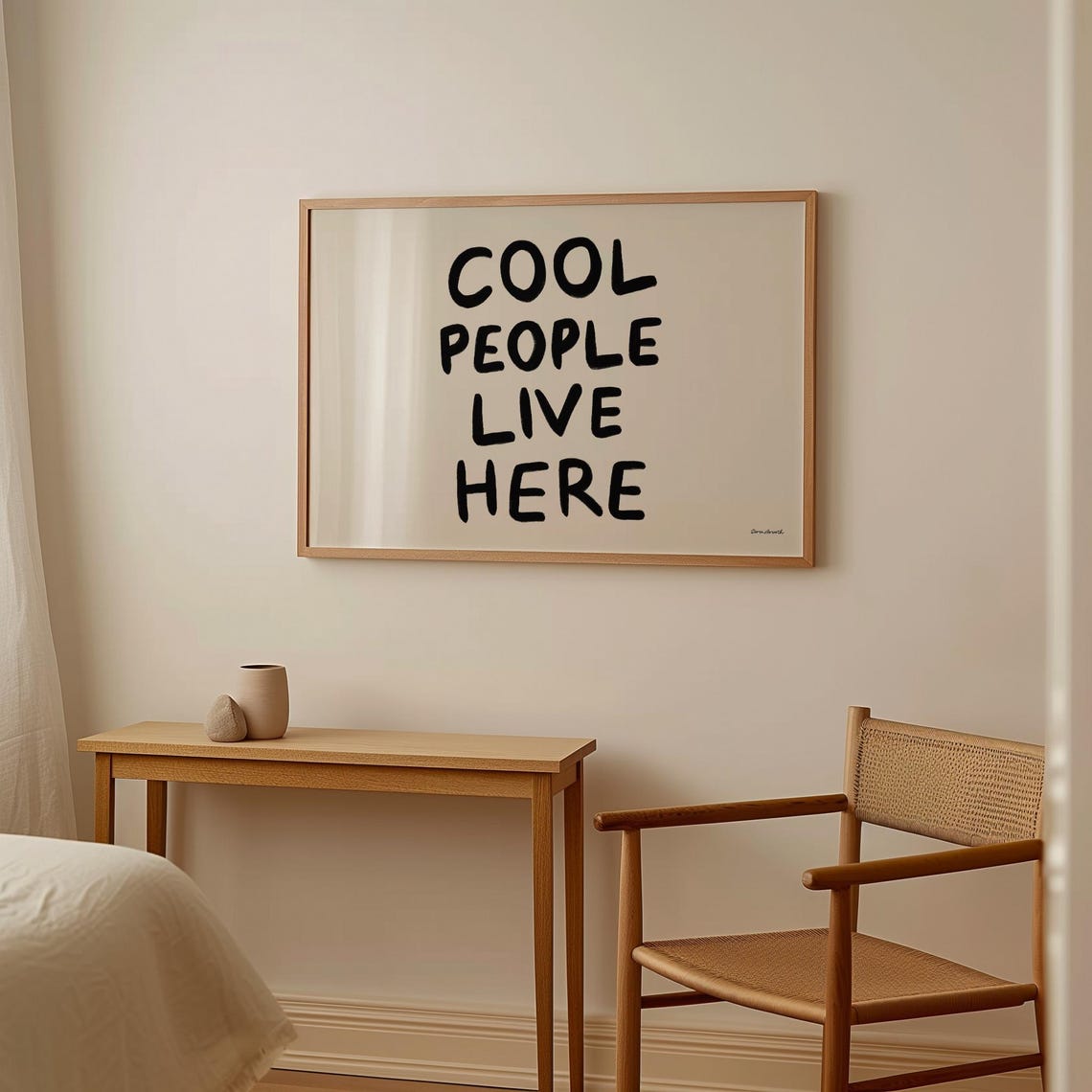 Cool People Live Here Black Brush Lettering Minimalist Home Wall Art
