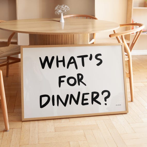 Whats For Dinner Wall Art Horizontal Kitchen Print Funny Kitchen Poster Typography Print Aesthetic Dining Room Poster Gallery Wall Art