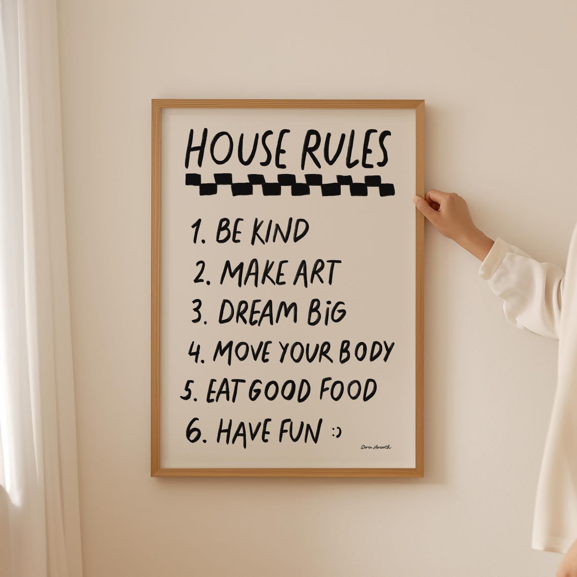 Sweet House Rules Be Kind Make Art Dream Big Happy Family Poster