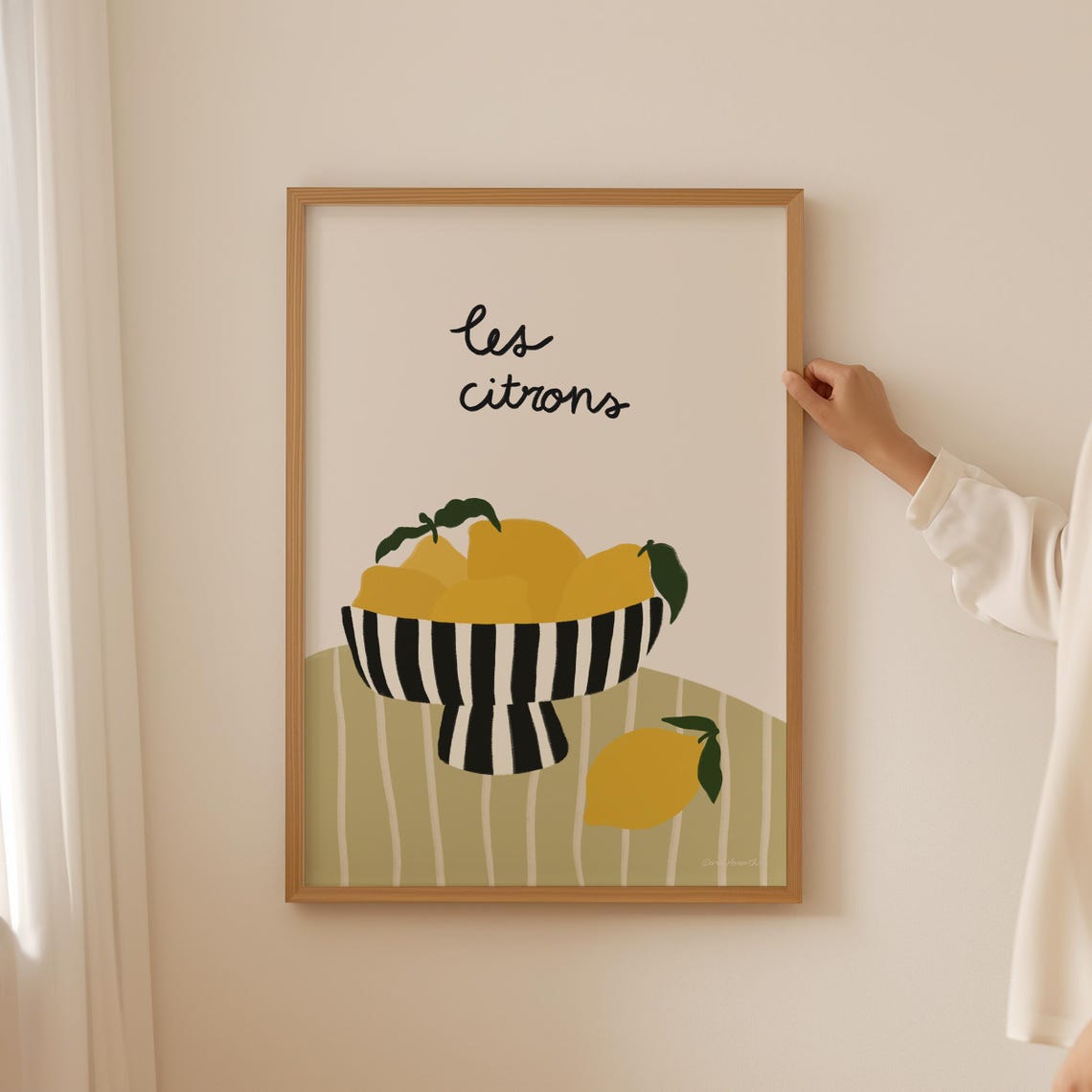 Les Citrons Lemon Bowl Striped French Still Life Kitchen Poster