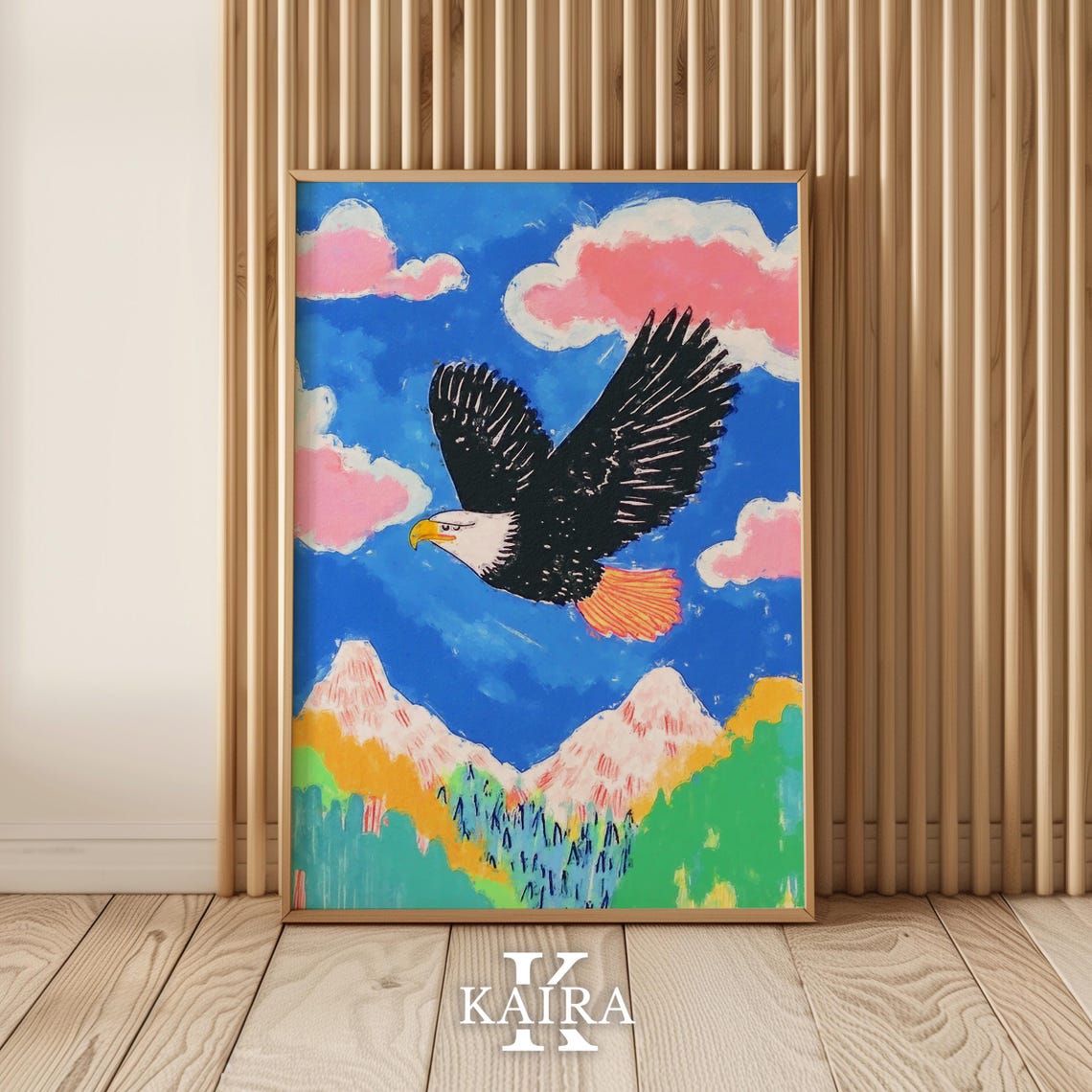 A Grand Bald Eagle Soaring Over Colorful Mountain Peaks Poster