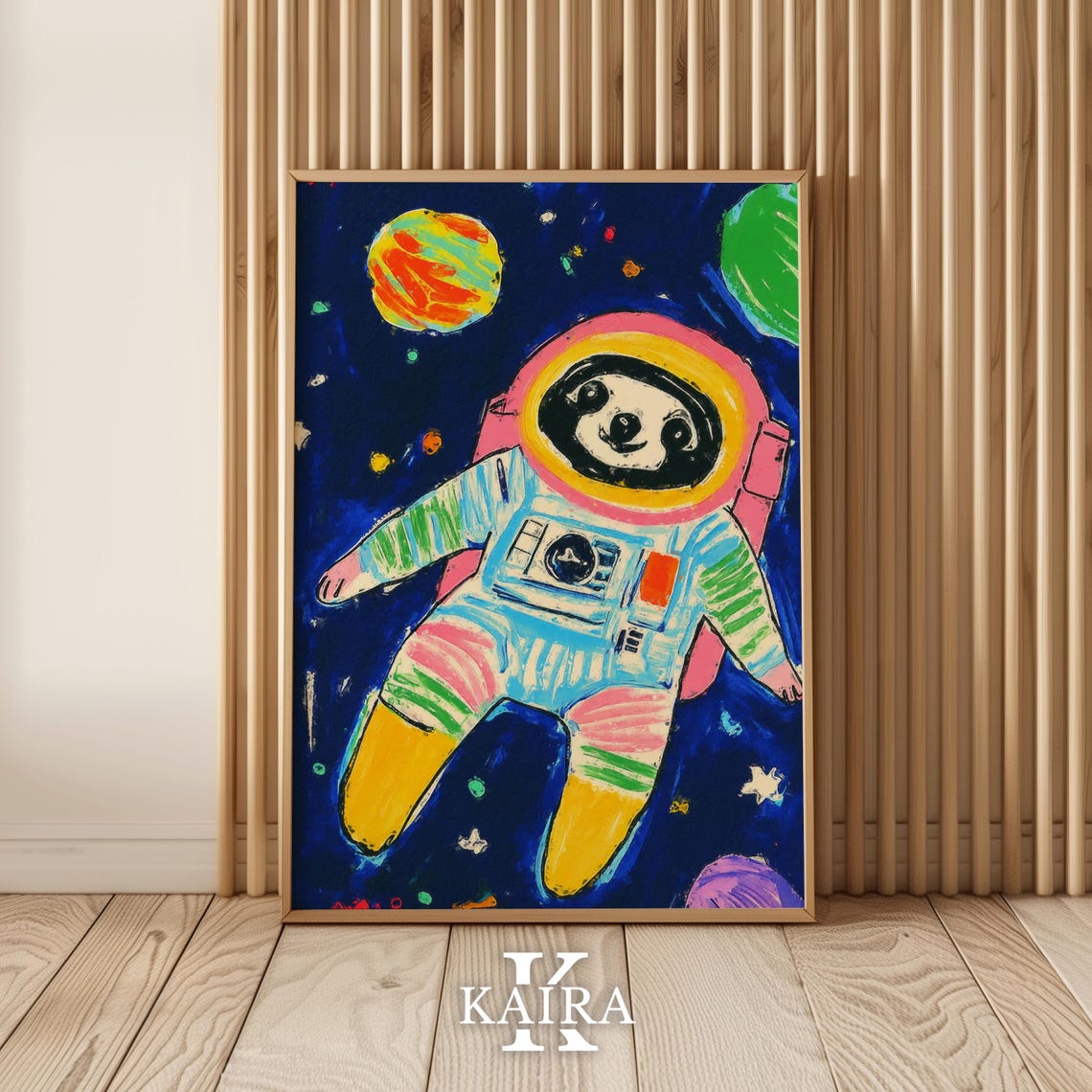 Adorable Astronaut Sloth Floating Through Colorful Space Poster - Image 4