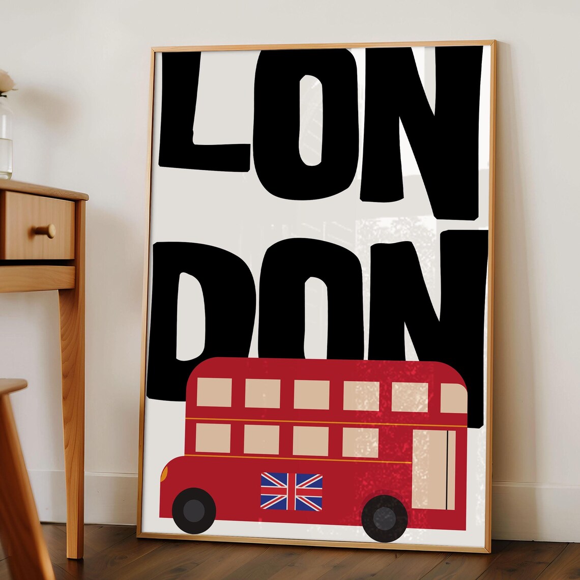 London Vintage Travel Poster, Minimalist Wall Art Print