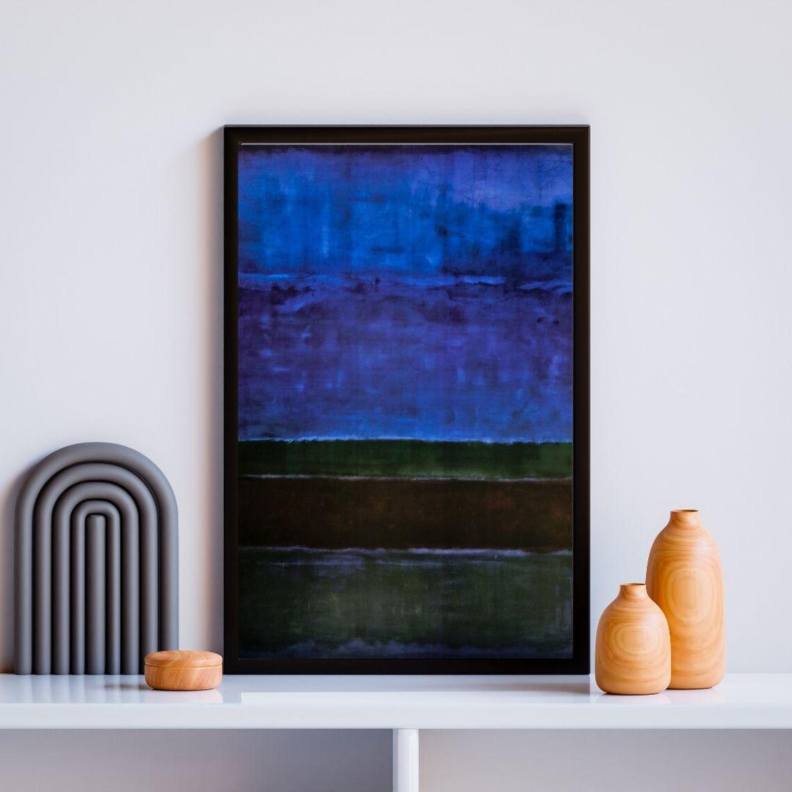 Deep Blue And Green Rothko Style Color Field Abstract Block Art Poster - Image 3