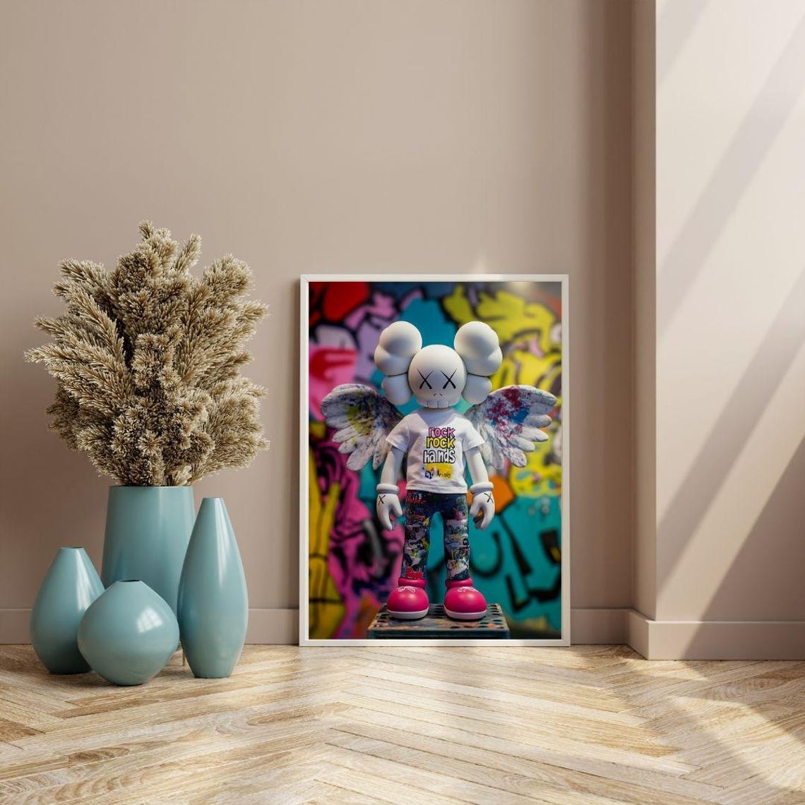 Street Art Winged Character With Painted Wings Pop Culture Wall Poster - Image 3