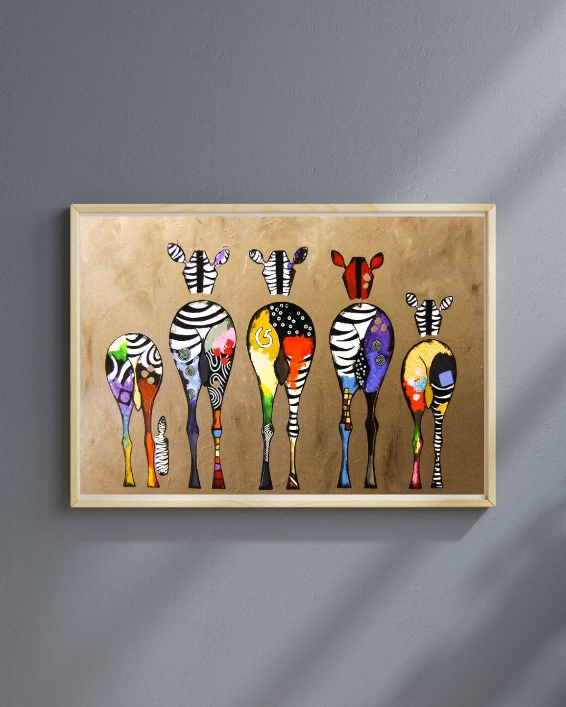 Colorful Zebra Butts Abstract Print Whimsical Striped Safari Animal Art Poster