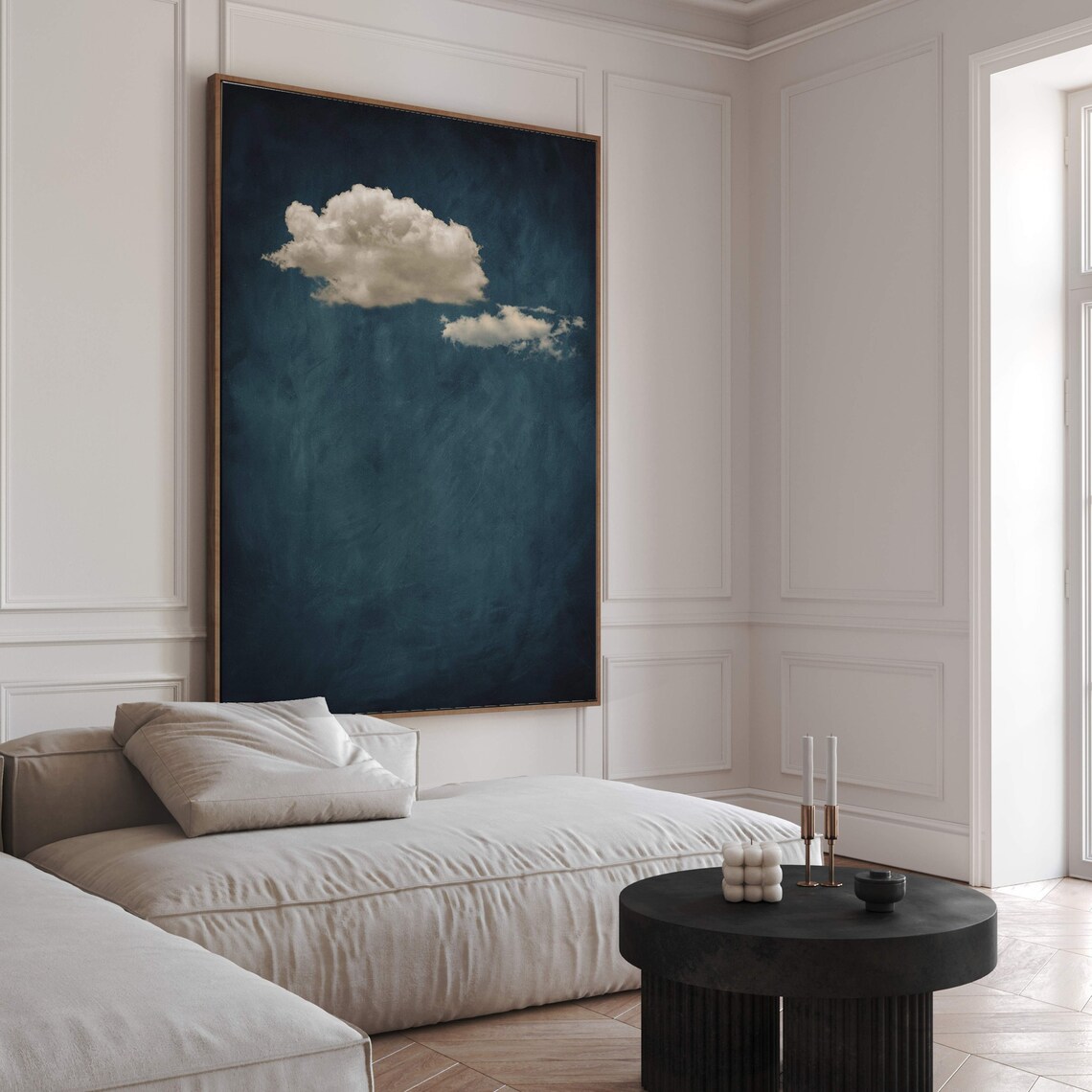 Vintage Moody Clouds Minimalist Living Room Art Print - Image 3