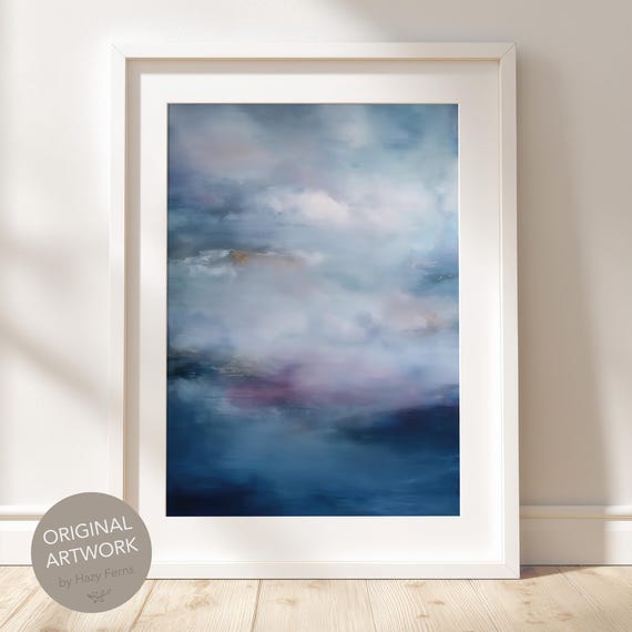 Cloud Sky Abstract Print Ethereal Blue Gray Wall Art