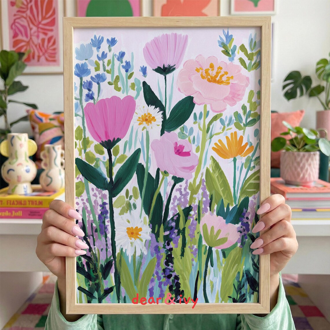 Colorful Wildflower Bouquet Painting Vibrant Floral Garden Wall Poster