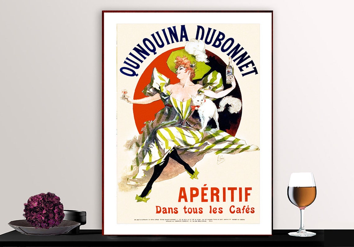 Quinquina Dubonnet Aperitif Vintage French Cafe Advertising Poster