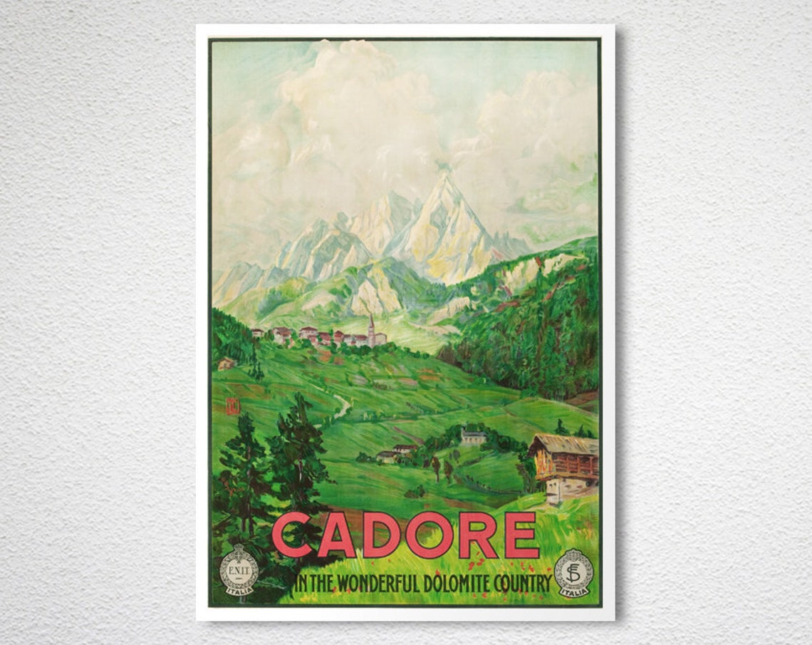 Cadore Dolomite Country Italia Vintage Mountain Travel Poster - Image 2