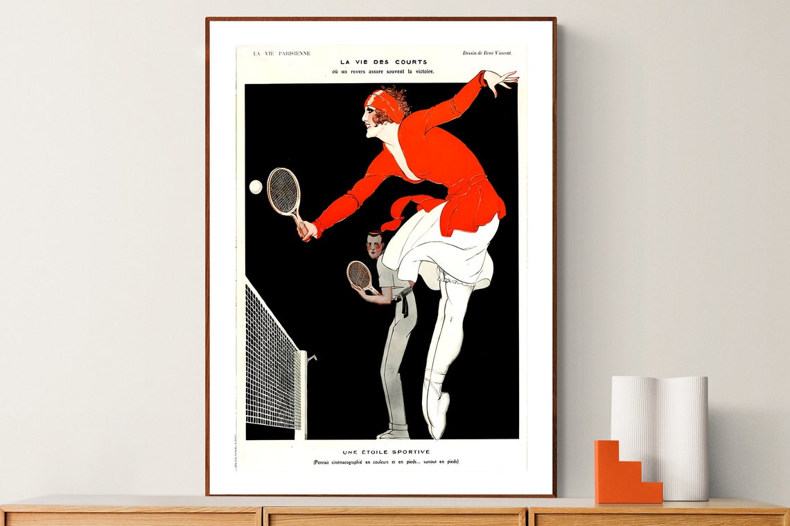 La Vie Parisienne La Vie Des Courts Une Etoile Sportive Vintage Tennis Poster 1920s Magazine Advertising Sport Print Tennis Artwork