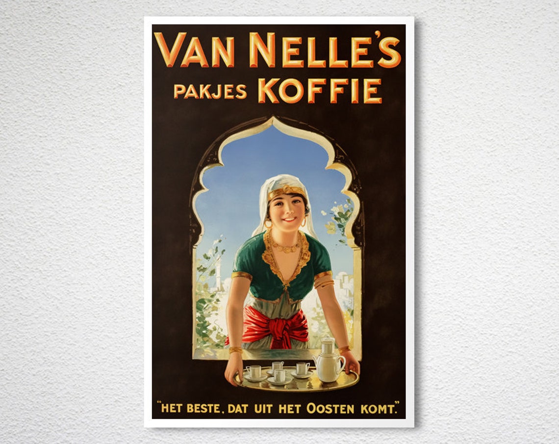 Van Nelles Pakjes Koffie Oriental Coffee Vintage Dutch Ad Poster - Image 2