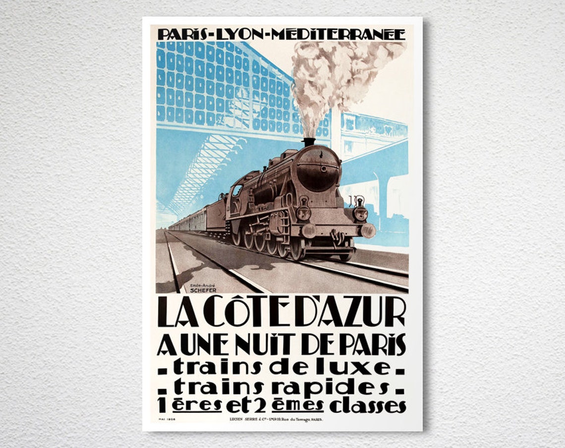 Paris Lyon Mediterranee Cote d Azur Steam Train Luxury Travel Poster - Image 2