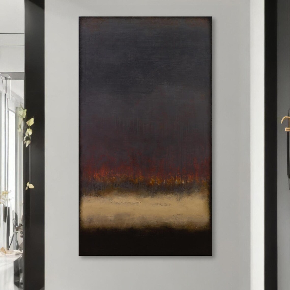 Abstract Dark Horizon, Moody Minimalist Contemporary Art