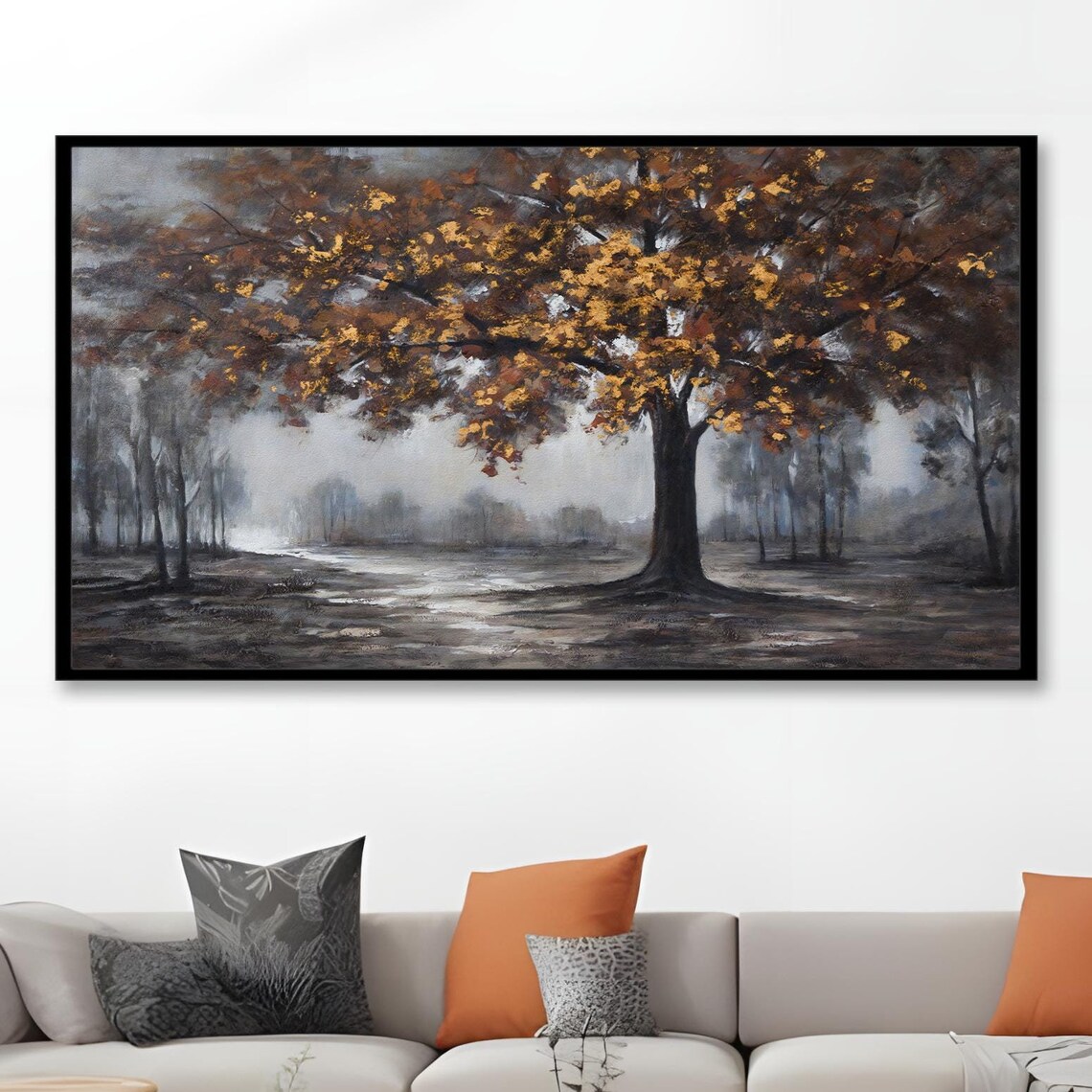 Autumn Tree Art Print, Contemporary Living Room Decor