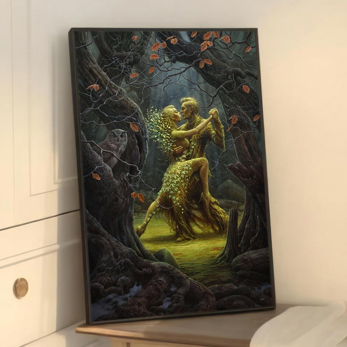 Mystical Forest Dance Art Print, Enchanted Couple - Image 5