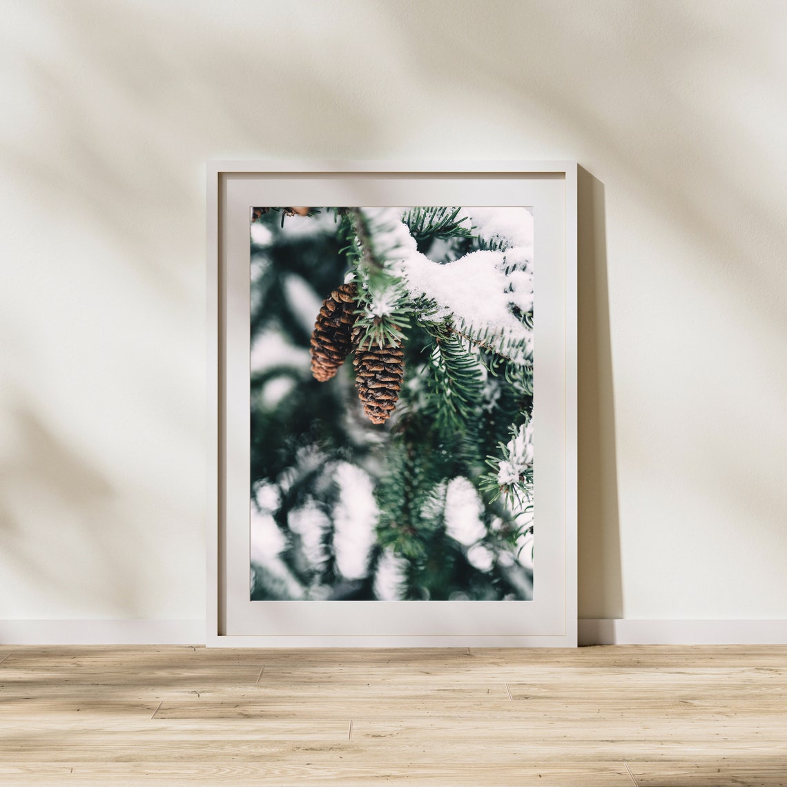 Snow Dusted Pinecones On Evergreen Branches Winter Photo Poster - Image 2