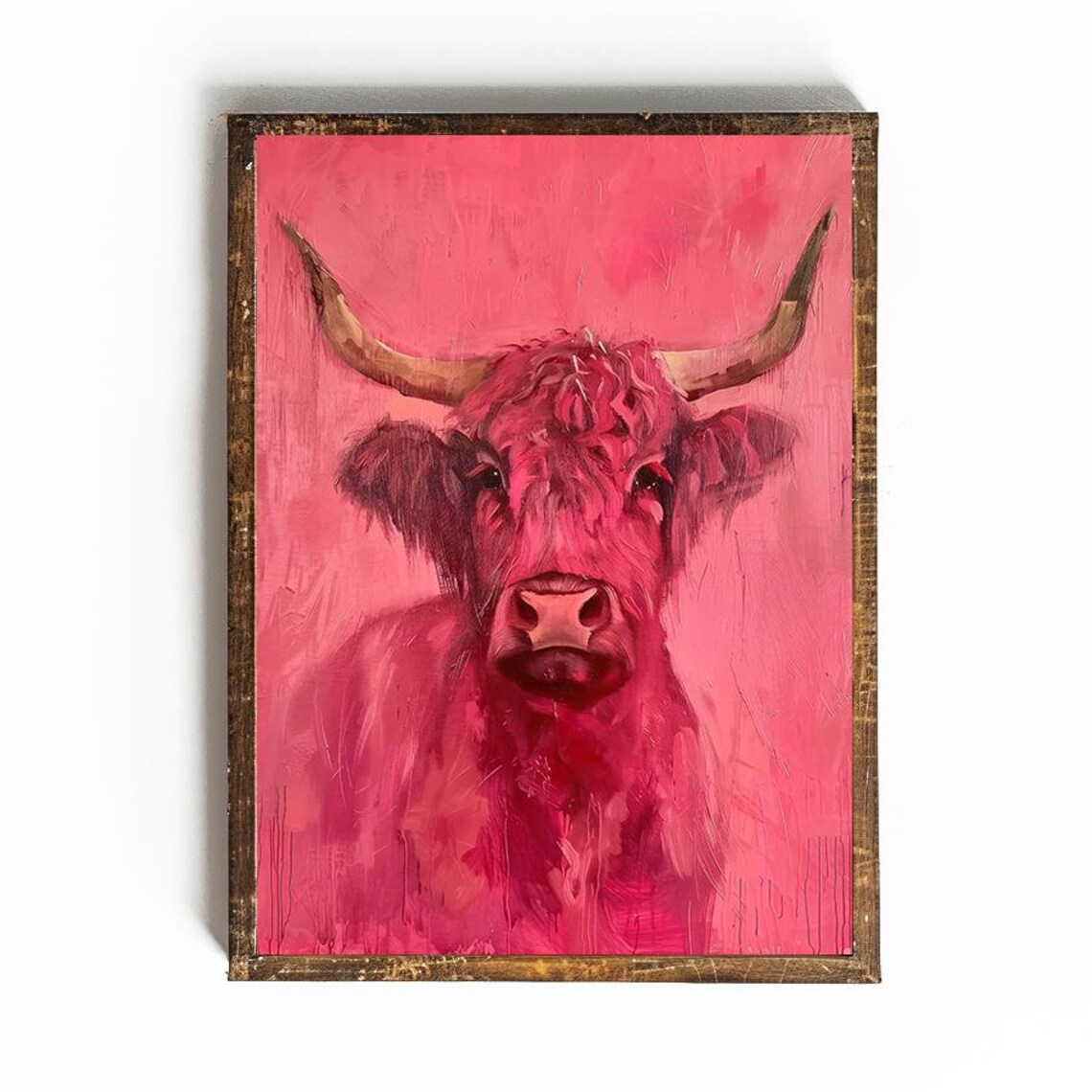Pink Highland Cow Print Hot Pink Wall Art Pink Farmhouse Wall Art Hot Pink Gallery Wall Art Set Pink Cow Art Gift For Cow Lover Pink Kitchen