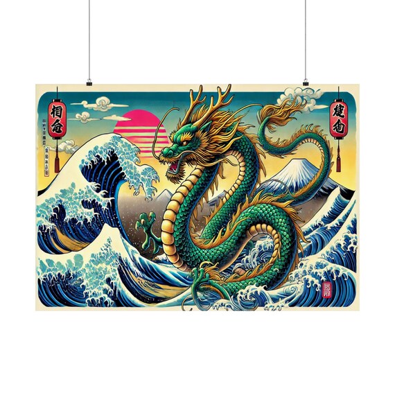 Poster Emerald Dragon Matte Poster Mystical Fantasy Wall Art Magic Dragon Lair Home Decor Green Dragon Poster Print