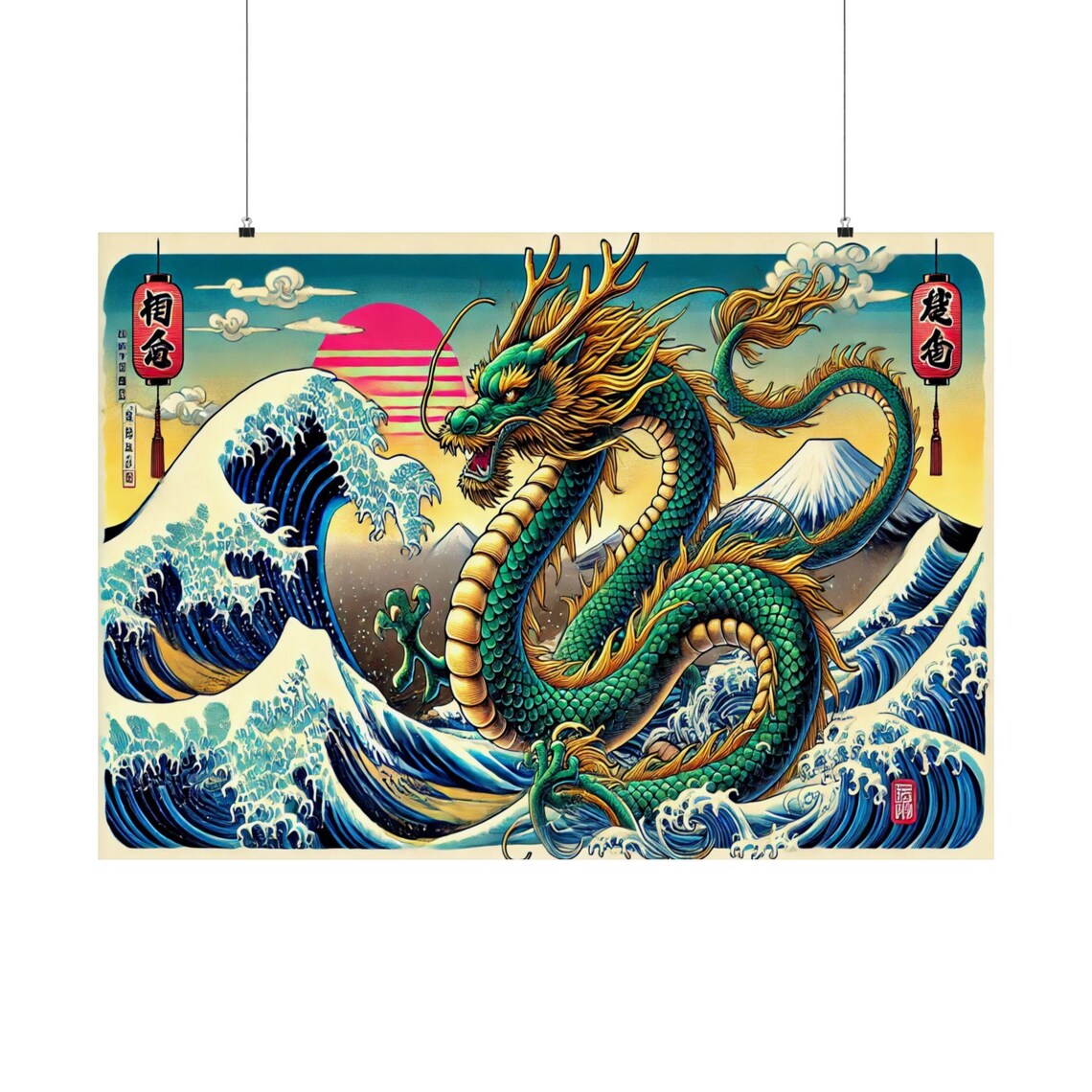 Poster Emerald Dragon Matte Poster Mystical Fantasy Wall Art Magic Dragon Lair Home Decor Green Dragon Poster Print