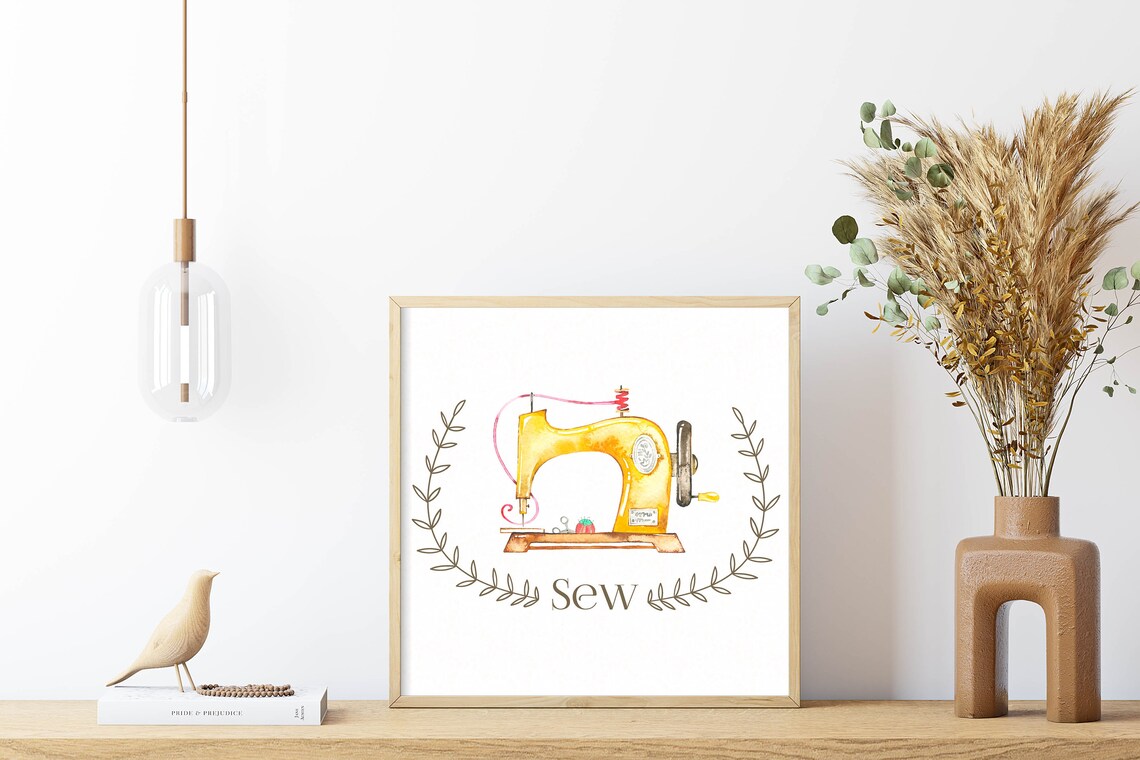 Sew Square Watercolor Craft Room Quote Art Print - Image 3