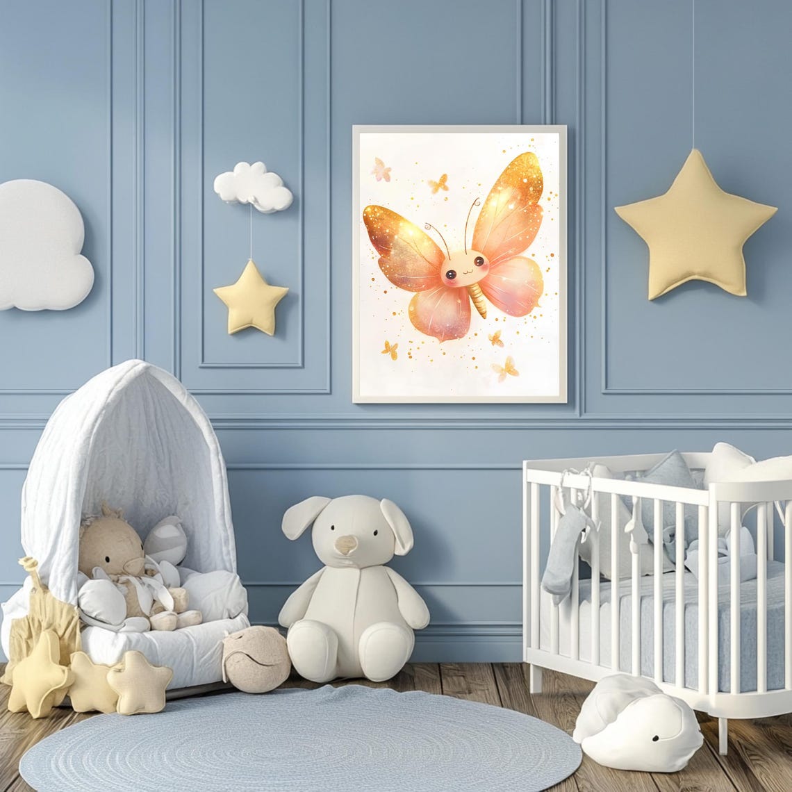 Cute Butterfly Nursery Wall Art Butterfly Baby Shower Gift Pastel Kids Room Art Magical Theme Nursery Print - Image 3