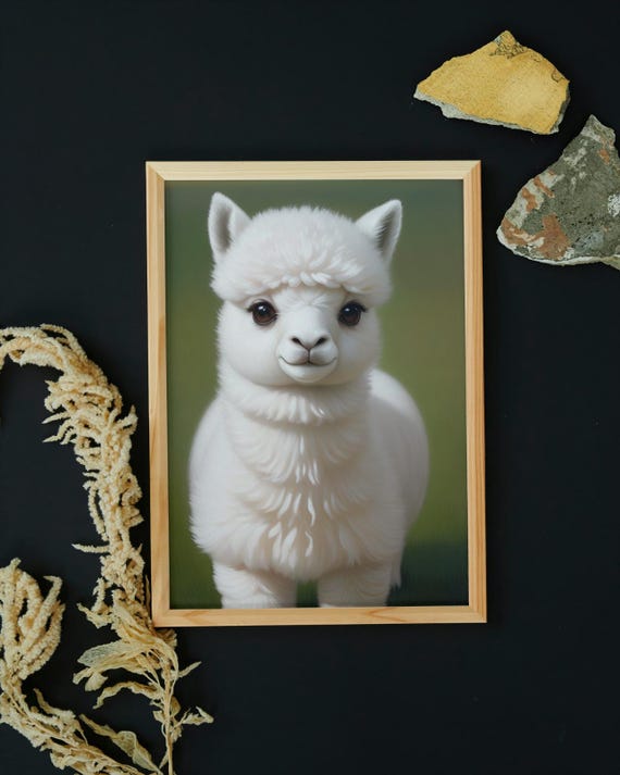 Baby Alpaca Wall Art Home Decor Cute Animal Painting Living Room Art