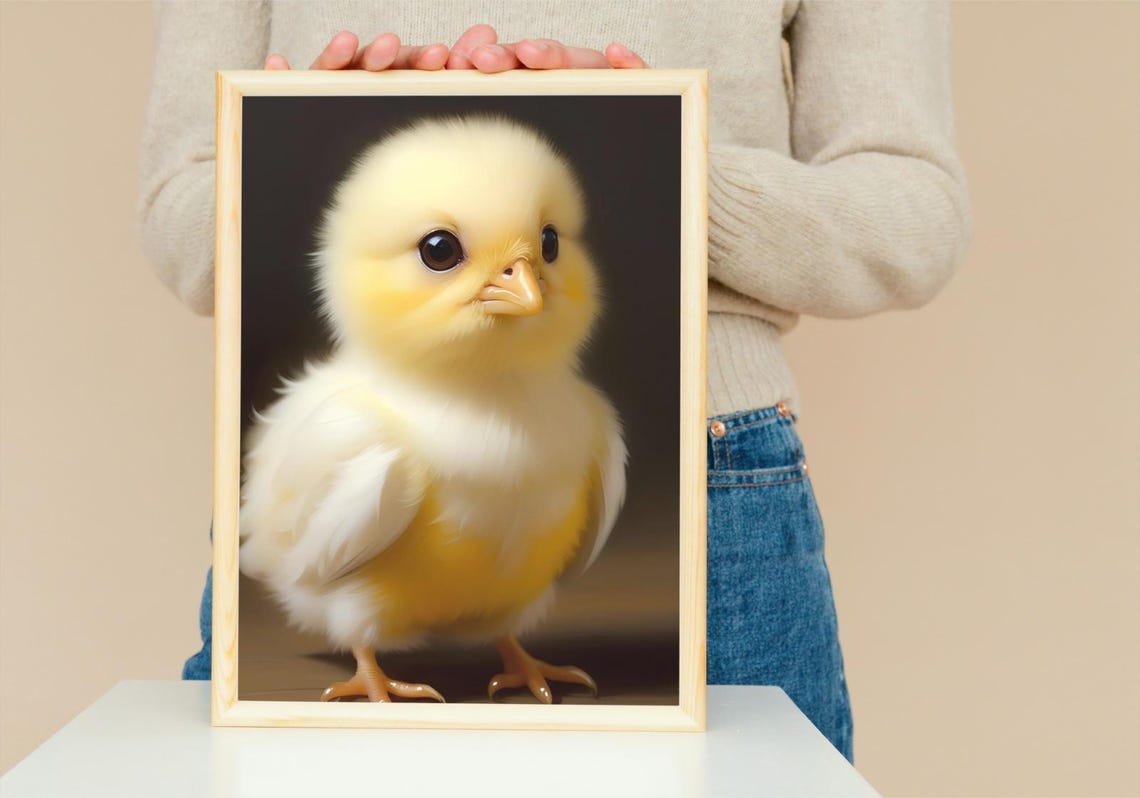 Baby Chick Wall Art Home Decor Cute Animal Painting Living Room Art - Image 5