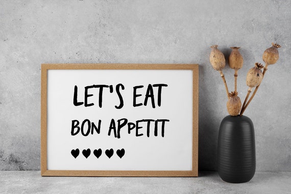 Lets Eat Print Minimalist Kitchen Wall Art