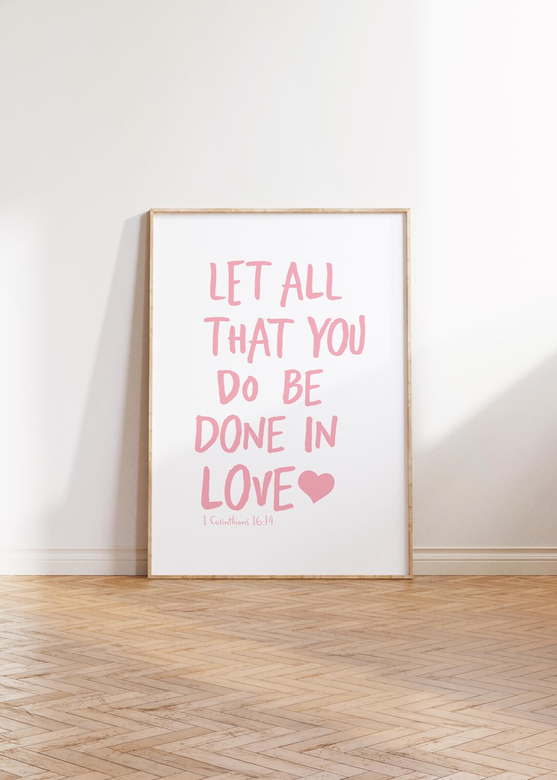 Love Bible Verse Print Pink Christian Quote