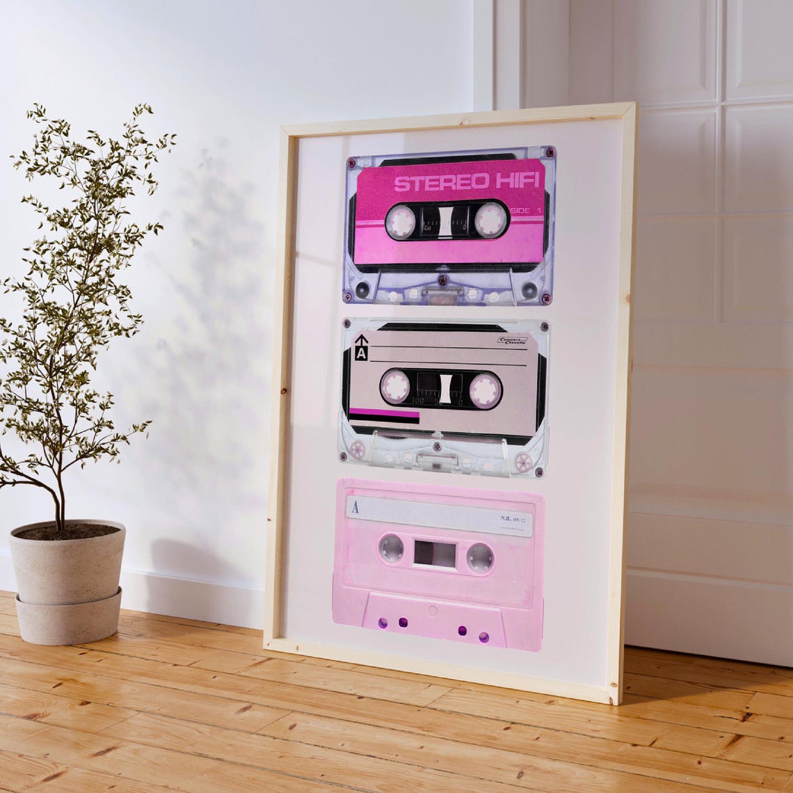 Pink Retro Cassette Tapes Y2K Music Nostalgia Funky Wall Decor Poster