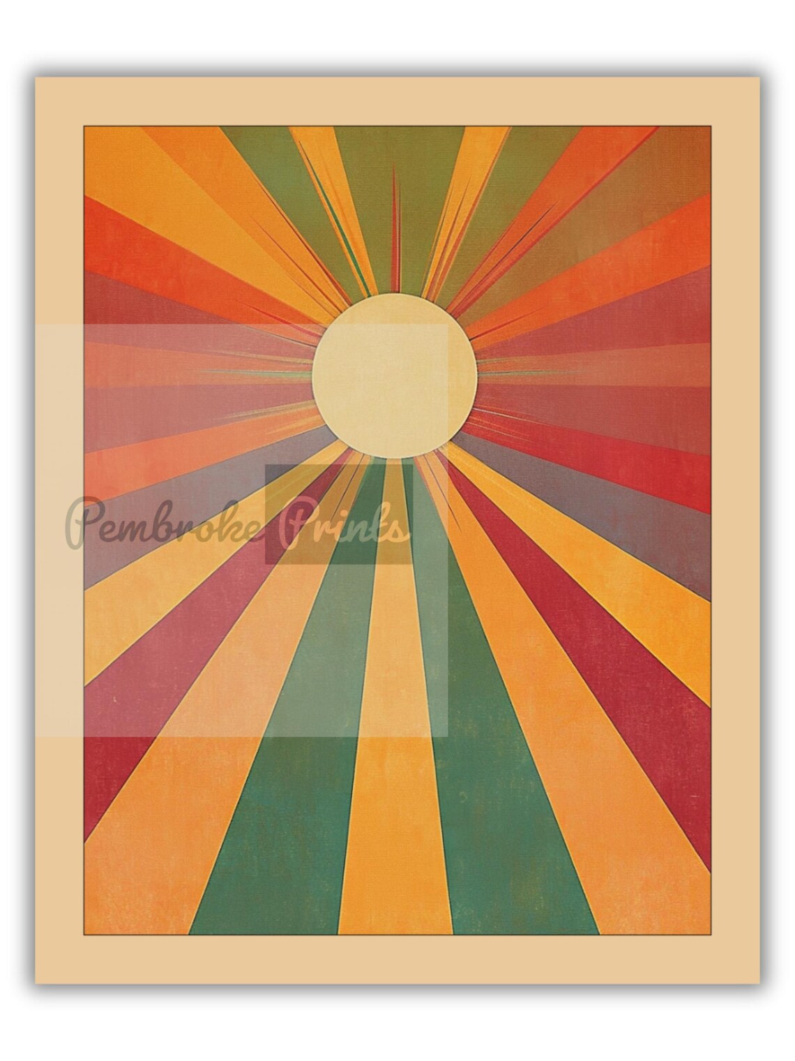 Vintage Boho Sun Art Print, Art Deco Folk Style - Image 3