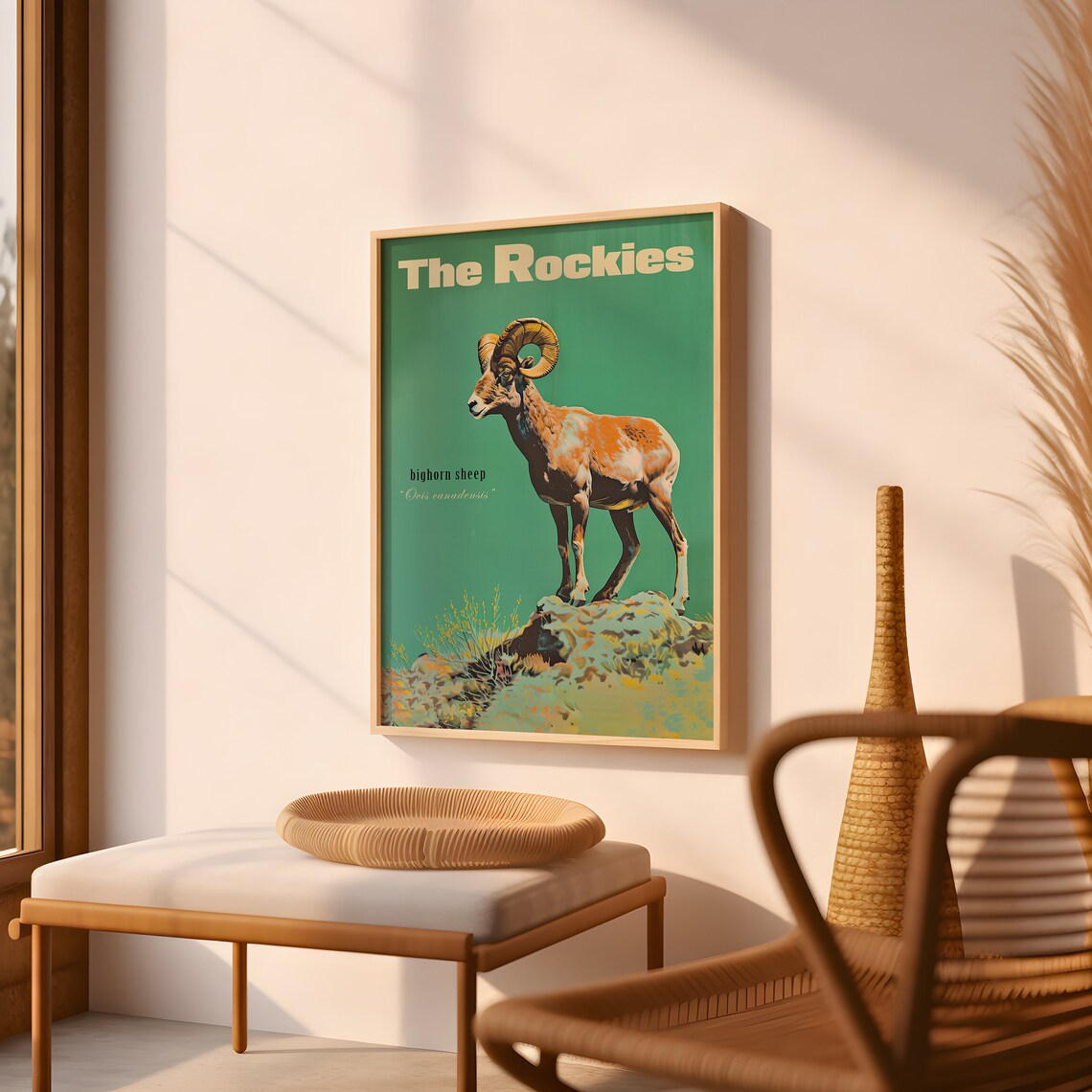 Vintage Bighorn Sheep Travel Poster, Rocky Mountains - Image 2
