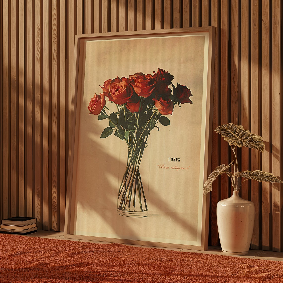 Vintage Vase Of Red Roses Art Print - Image 5