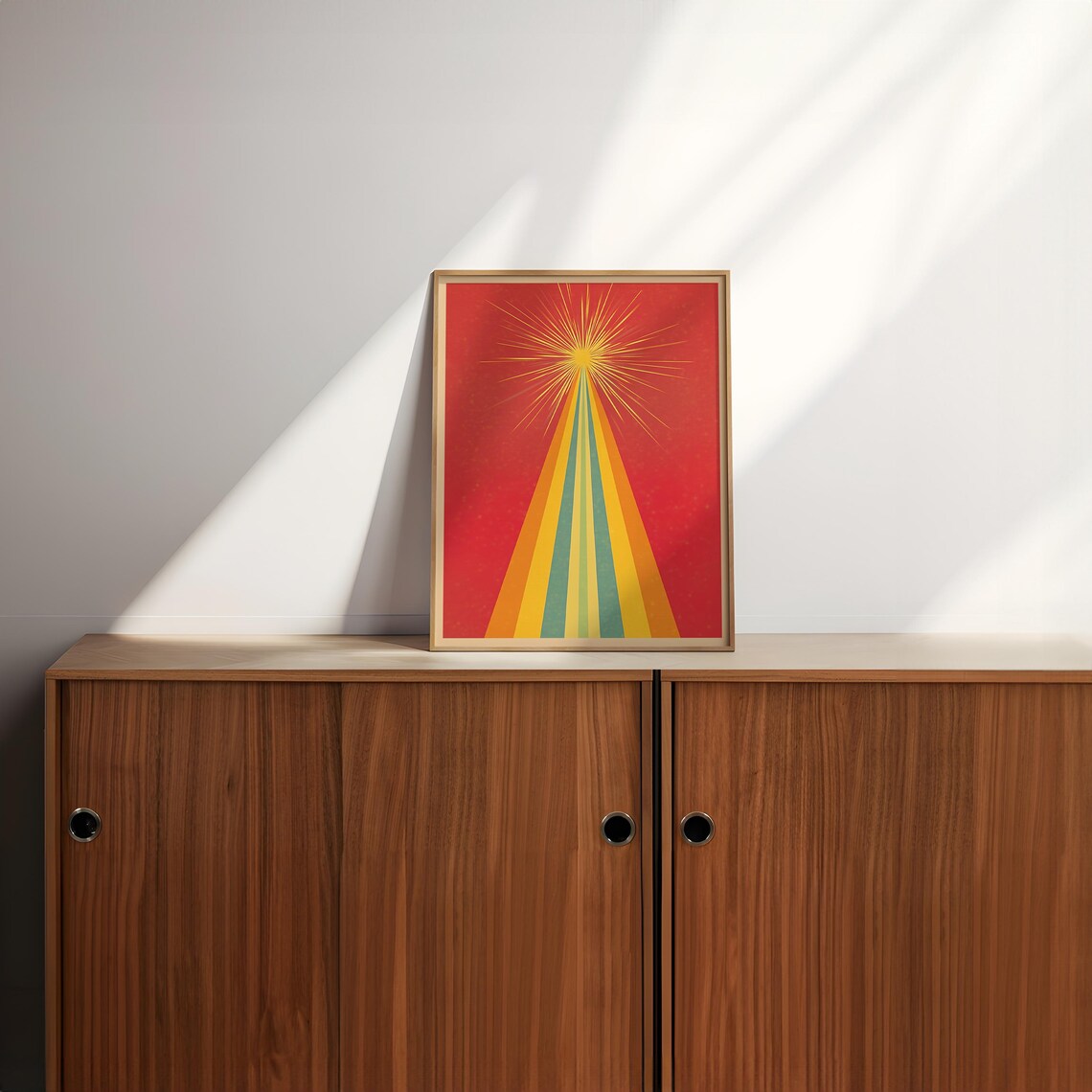 Vibrant Retro Rainbow Sunburst Beam Abstract Art Deco Wall Art - Image 4