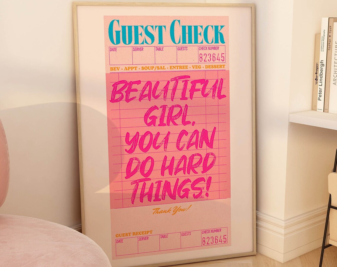 Preppy Positive Affirmation Art for Teen Girl Room