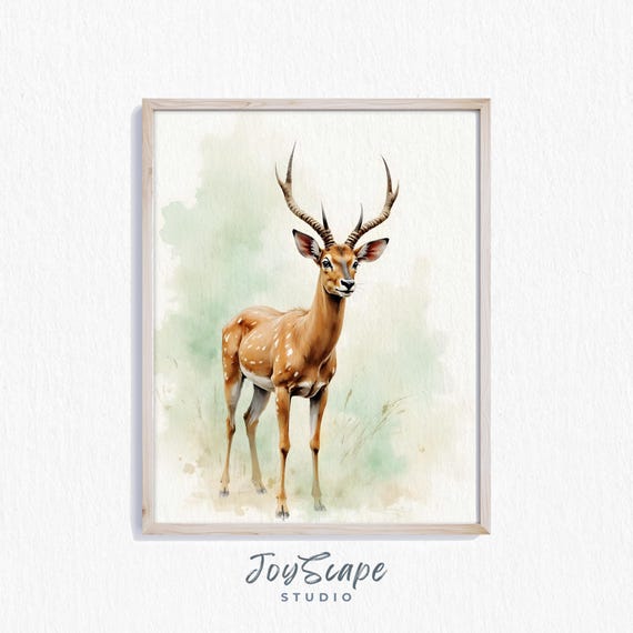 Nyala Antelope Art Rustic Wildlife Painting Vintage Wall Decor Natureinspired Print Nursery Animal Illustration 297