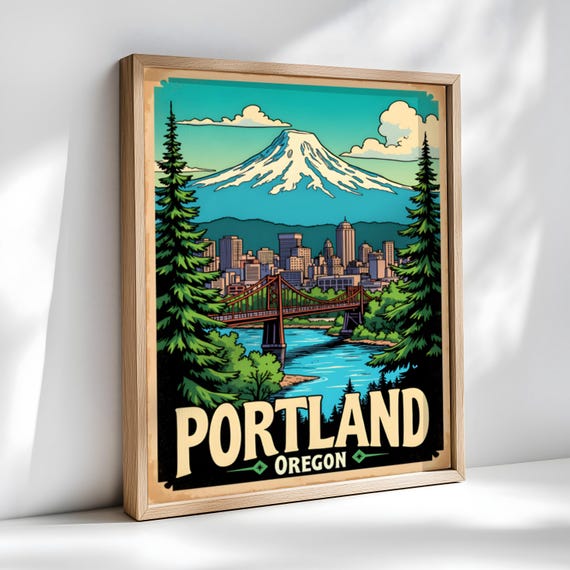 Portland Map Poster Vintage City Print Retro Wall Art Street Decor Unframed Gift For Oregon Lovers Multiple Sizes